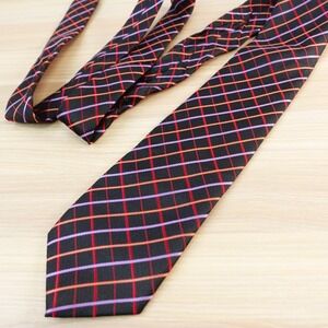 Neck Tie Mens Black Red Tatterssal Herringbone Holiday Modern ALBERTO CARDINALI